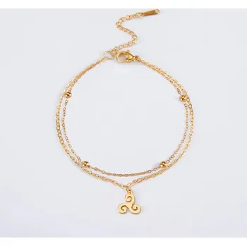 Náramek Keltský náramek s triskelionem | ocelový šperk | keltský amulet - Zlatá barva