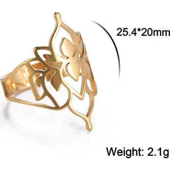 Prsten Nastavitelný prsten s lotosem | Ocelový šperk - Zlatá barva