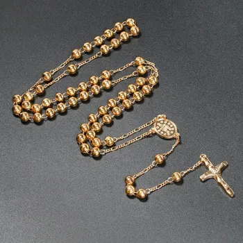 Náhrdelník Náhrdelník s křížem pro muže i ženy | řetízek křížek, dlouhý růženec - 1