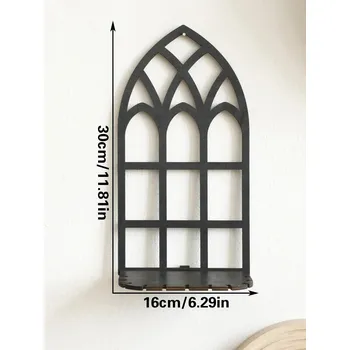 police Dřevěná černá police na zeď | Závěsná dekorativní regál, plovoucí stojan - TK134-MS8640