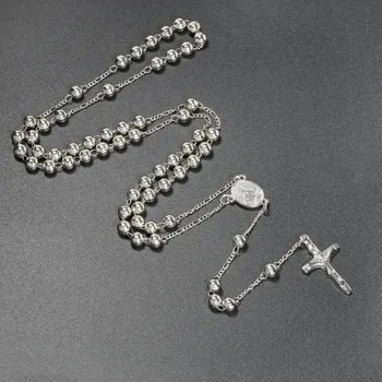 Náhrdelník Náhrdelník s křížem pro muže i ženy | řetízek křížek, dlouhý růženec - 3