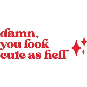 Zrcadlo Nalepka s motivem „vypadáš skvěle“ na zrcadlo | samolepka na zrcadlo, dekorace do salonu - QT15151Červená , Šířka 26 cm