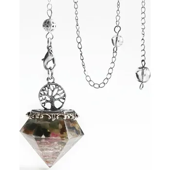Minerální kyvadlo s minerálem a stromem života | kyvadlo věštění, přívěsek strom života - Barevný turmalín