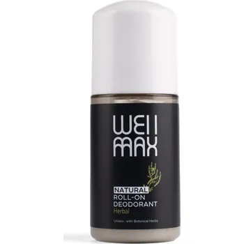 WellMax Natural Roll-on Deodorant, přírodní kuličkový deodorant, unisex, bylinkový, 50 ml Přírodní deodorant s extrakty z bylin, bez obsahu alkoholu a sody