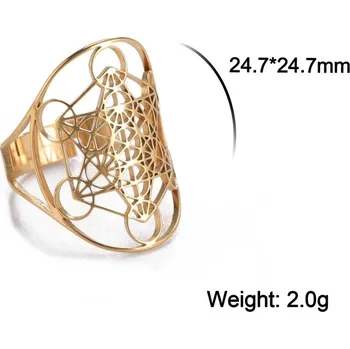 Prsten Metatron krychle dámský prsten nerezový | Dámský šperk - Zlatá barva