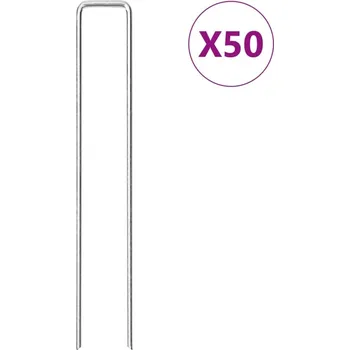 vidaXL Zemní kolíky tvaru U 50 ks 20 x 3,5 cm pozinkovaná ocel [4009366]