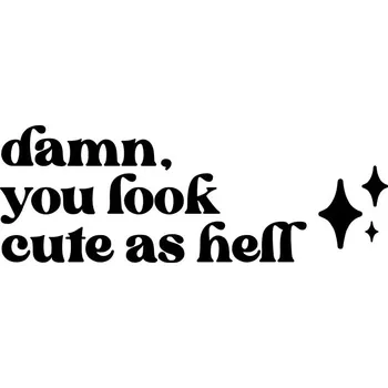 Zrcadlo Nalepka s motivem „vypadáš skvěle“ na zrcadlo | samolepka na zrcadlo, dekorace do salonu - QT15151 Černá , Šířka 26 cm