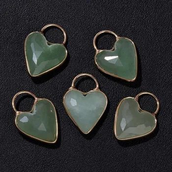 Přívěsek 1-3 ks Minerální přívěsek s motivem srdce | přívěsek na krk, šperk - NO.2 Avanturín , 1 kus