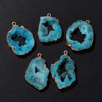 Přívěsek Křišťálový přívěsek s okrajem ve zlaté barvě | Zlatý přívěsek, Náhrdelníková drůza - Č.4 20-35mm