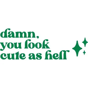 Zrcadlo Nalepka s motivem „vypadáš skvěle“ na zrcadlo | samolepka na zrcadlo, dekorace do salonu - QT15151 Tmavě zelená , Šířka 26 cm