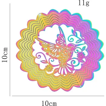 Zahradní dekorace Duhová magická větrná spirála, 3d dekorace na zahradu | větrná spirála, zahradní dekorace, lapač paprsků - Květinový pták
