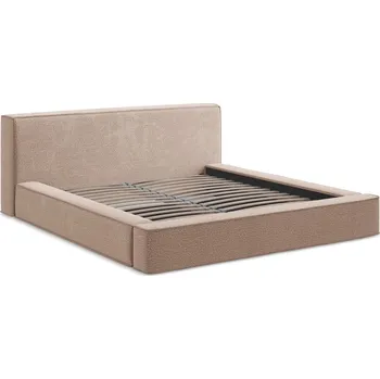 Postel Světle růžová čalouněná dvoulůžková postel s úložným prostorem s roštem 140x200 cm Noho – Makamii ID_1736330