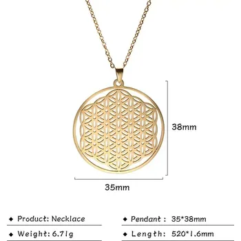 Náhrdelník Náhrdelník květ života ocelový | dámský šperk - Styl 5 Gold , 45-50 cm