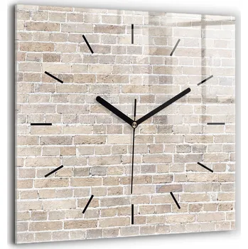 Hodiny Velké Skleněné Hodiny s potiskem Ozdobné Nástěnné Cihlová zeď