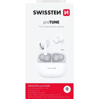 Sluchátka Swissten BLUETOOTH TWS SLUCHÁTKA PRO TUNE BÍLÁ