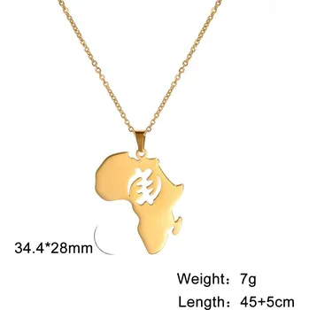 Náhrdelník Náhrdelník s mapou Afriky | ocelový řetízek - Styl E Zlatá barva