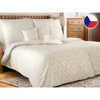 Povlečení Damaškové povlečení EXCELLENT 200x200, 2x 70x90 GEON Květinky smetanové