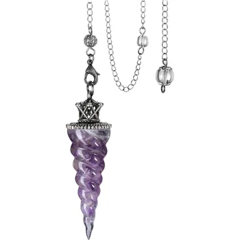 Minerálové spirálové kyvadlo pro věštění | věštecké kyvadlo, esoterické kyvadlo - Ametyst