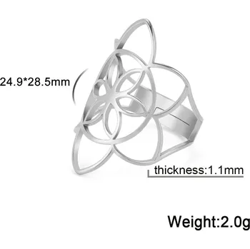 Prsten Nastavitelný prsten květ života z oceli | Dámský šperk - H - barva oceli