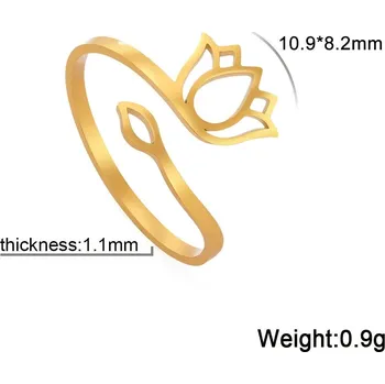 Prsten Vintage dámský nastavitelný prsten lotosový květ | dámský šperk - Zlatá barva