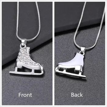 Náhrdelník Bruslařský přívěsek s 3D krystalem | dlouhý náhrdelník, šperky pro ženy 1 ks - Čistý drahokam