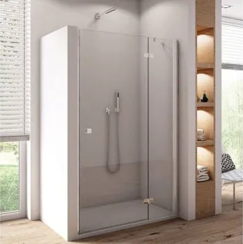 Vanová zástěna RONAL Annea jednokřídlé dveře s pevnou stěnou v rovině, 100x200 cm, pravé, profil aluchrom, sklo čiré