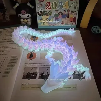 Hra na zahradu Svítící drak s křídly 3d | luminiscenční drak, dekorace drak - BÍLÝ , 30 cm