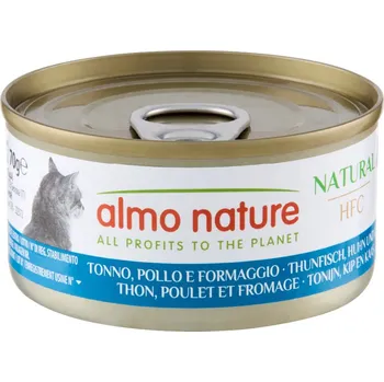 Krmivo pro kočku 12x70g Almo Nature HFC Natural - tuňák, kuře a sýr