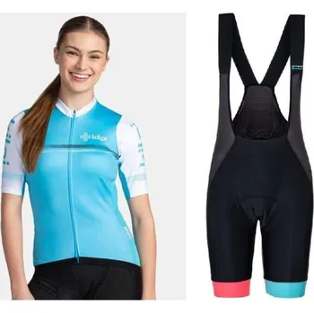 cyklistický dres KILPI CORRIDOR-W Modrý cyklistický dres + Kilpi MURIA-W černé cyklistické kraťasy 42 + DÁREK