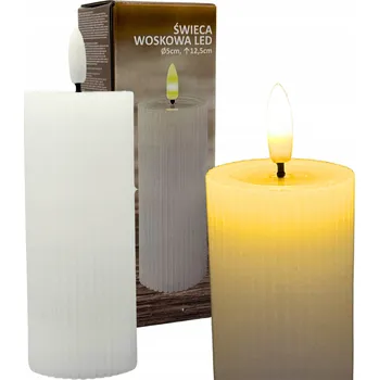 Svíčka LED svíčka z vosku, vroubkovaná, na baterie, 12,5 x 5 cm