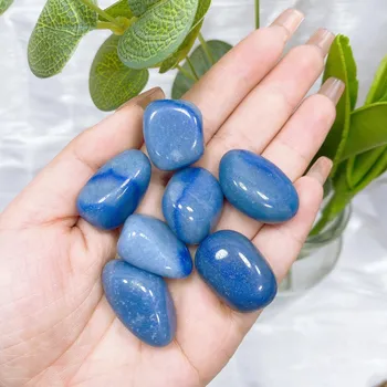 Přírodní kámen Přírodní leštěný kámen pro energii a dekoraci | krystal dekorace | přírodní minerály - Modrý avanturín , 100 gramů