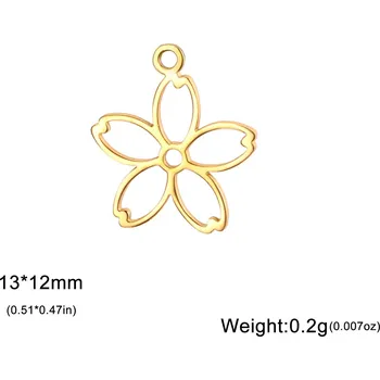 Přívěsek Přívěsky z oceli květiny | šperkové komponenty 5 ks - Styl 1 zlatý