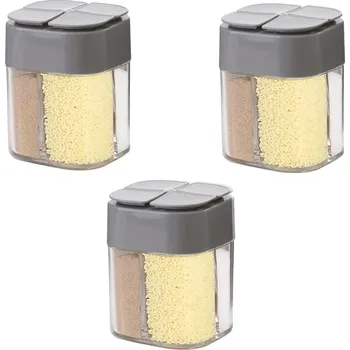 Dóza na potraviny Cestovní kořenka 4v1 s víčkem | dóza na koření, přenosná kořenka - 3ks šedé