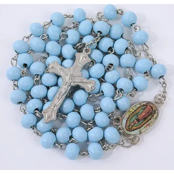 Růženec Barevný růženec s křížkem pro muže i ženy | modlitební korálky, přívěsek kříž - 9
