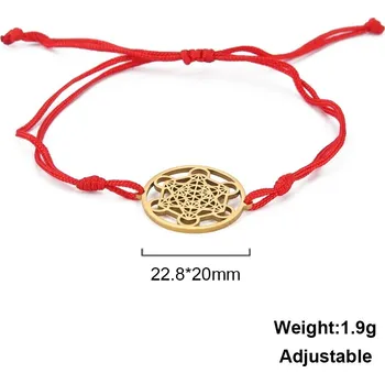 Náramek Skyrim metatron náramek z oceli | amulet ochrany - Červené lano , 17-22 cm