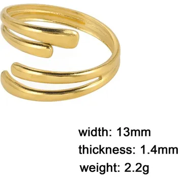 Prsten designový prsten z nerezové oceli | Otevřený prsten, minimalistický šperk - B zlatá barva