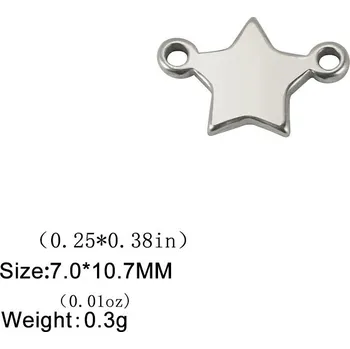 Náramek Ocelové přívěsky hvězda | šperk 5 ks - Barva D oceli