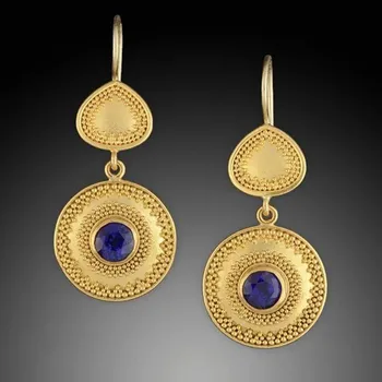 Náušnice Náušnice vintage modré zirkony kulaté visací | dámské šperky 2 ks