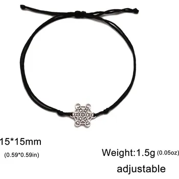 Náramek Skyrim metatron náramek z oceli | amulet ochrany - B Černé lano , 17-22 cm