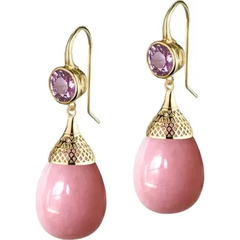 Náušnice Elegantní visací náušnice s růžovými perlami | perlové ozdoby 2 ks