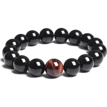 Náramek Stylový náramek onyx s tygřím okem | náramek muži, pánský šperk - 12MM-1433145302 , 19 cm - 7,5 palce