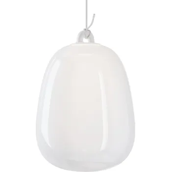Lodes Obló large, závěs z hedbávně bílého foukaného skla, 1x7W LED 2700K, Ø24,5x34,7cm
