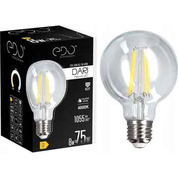 Žárovka Dekorativní LED žárovka E27 G80 ČIRÁ 8W 4000K neutrální bílá 1055lm EDO