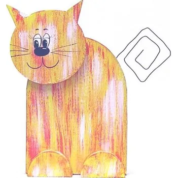 Poštovní schránka Kočka dřevěná velká - žlutá - 10 x 2 x 15 cm