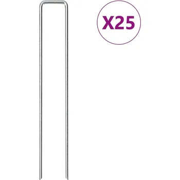 vidaXL Zemní kolíky tvaru U 25 ks 20 x 3,5 cm pozinkovaná ocel [4009365]
