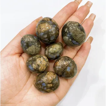 Přírodní kámen Přírodní leštěný kámen pro energii a dekoraci | krystal dekorace | přírodní minerály - glaukofan , 100 gramů