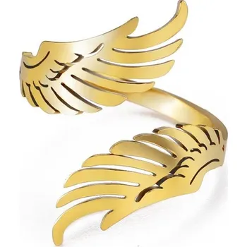 Prsten Andělská křídla otevřený prsten z oceli | šperky - Zlatá barva