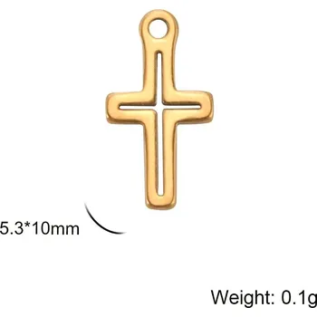 Přívěsek Přívěsek na krk | šperk 5 ks - Dutý kříž zlatý