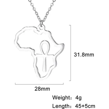 Náhrdelník Náhrdelník s mapou Afriky | ocelový řetízek - Styl D ocelová barva
