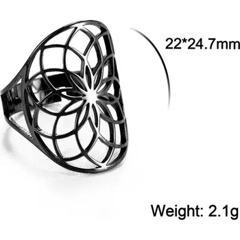 Prsten Nastavitelný prsten květ života z oceli | Dámský šperk - B - Černá